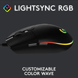 Logitech G102 LIGHTSYNC gaming mouse angle view