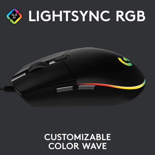 Logitech G102 LIGHTSYNC gaming mouse angle view