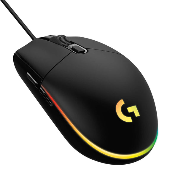 Logitech G102 LIGHTSYNC black gaming mouse front view