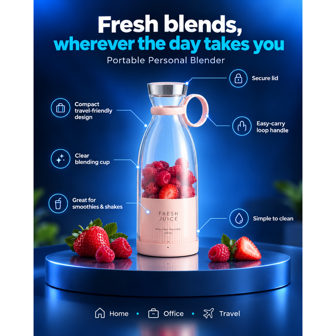 Portable Mini Juice Blender for Travel & Everyday Smoothies