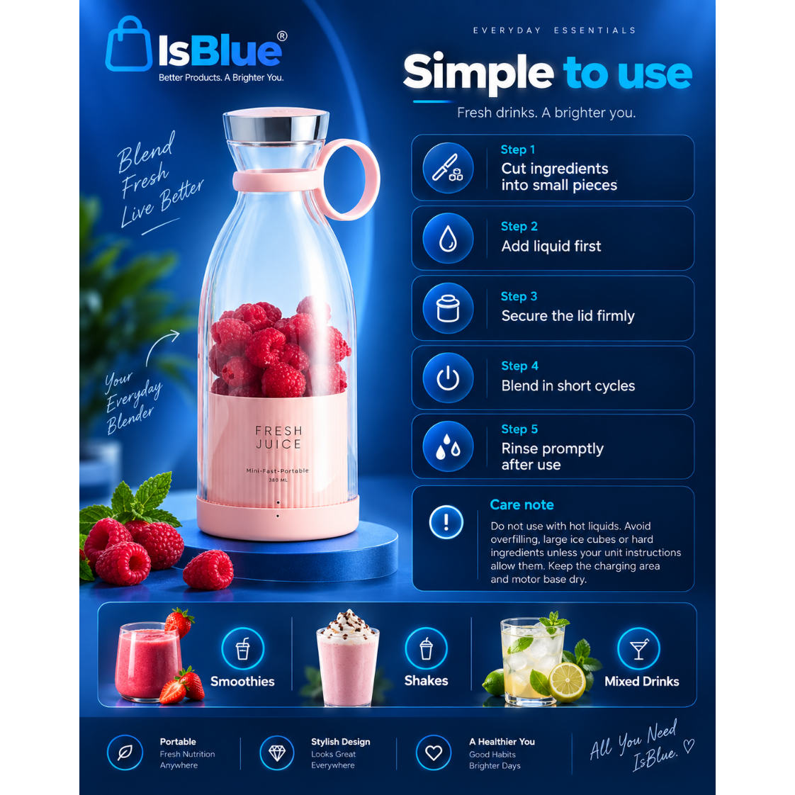 Portable Mini Juice Blender for Travel & Everyday Smoothies